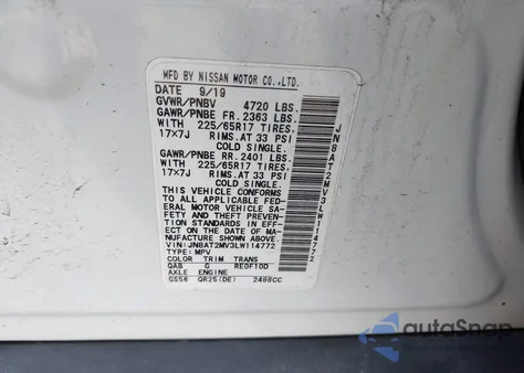 2020 Nissan Rogue Sv Intelligent Awd from USA, damaged, VIN JN8AT2MV3LW114772